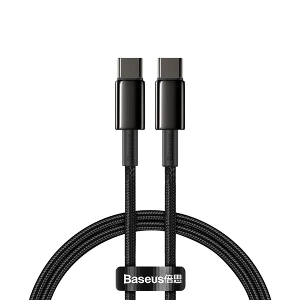 Cablu Alimentare și Date BASEUS Tungsten Gold CATWJ-01 USB-C 100W Negru 1m - imagine 2