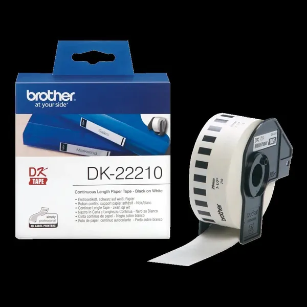 Etichete Hârtie BROTHER DK22210 Alb 29mm x 30.48m