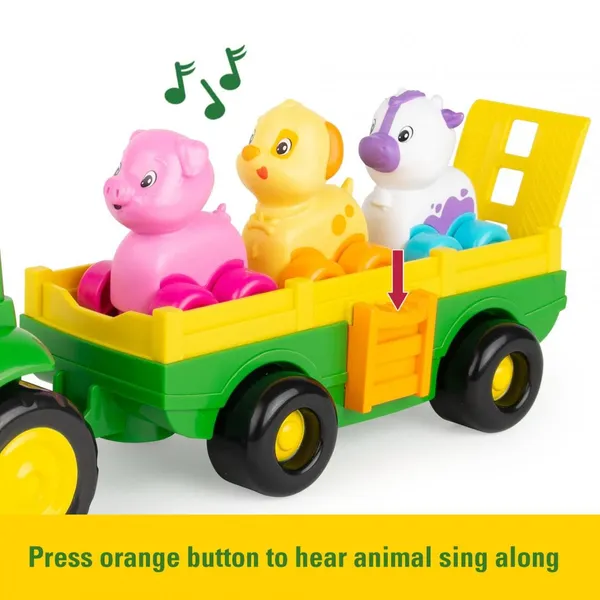 Tractoraș cu remorcă TOMY JOHN DEERE cu animale și sunete T47276