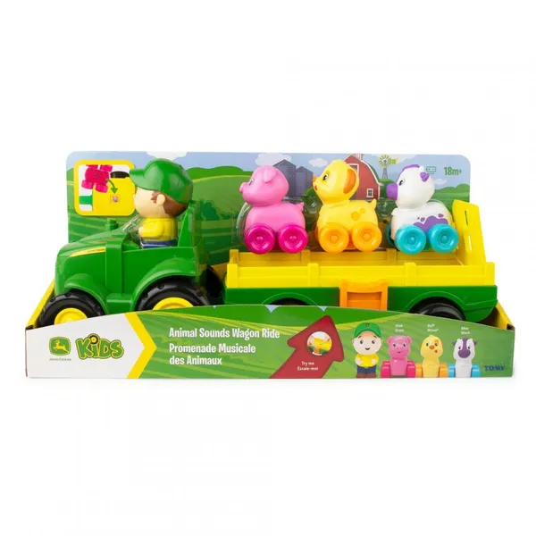 Tractoraș cu remorcă TOMY JOHN DEERE cu animale și sunete T47276 - imagine 2