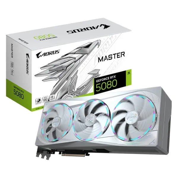Placă Video GIGABYTE AORUS GeForce RTX 5080 MASTER ICE 16GB GDDR7 PCIe 5.0