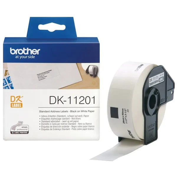 Bandă Continuă Hârtie BROTHER DK11201 Negru pe Alb