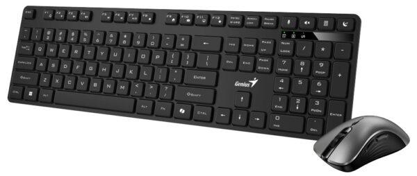 Kit Wireless GENIUS Tastatură Slim 104 Taste + Mouse 1200 DPI Negru