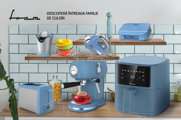 Friteuză cu aer cald FRAM FAF-B6BL17SQ 1700W 5.7L Digital Bleu - imagine 3