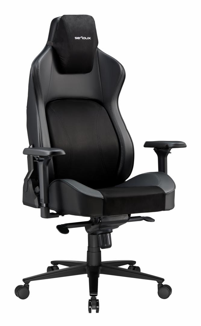 Scaun Gaming Serioux Prime, Capacitate greutate: 150 kg, Material suprafață: Piele, Material textil, Tip cotieră: Cotieră 4D, Tip mecanism: Mecanism tip broască, Tip pârghie pneumatică: 100 mm, ridicare pe gaz clasa 4, Tip bază: 350 mm, bază din aluminiu, Tip roți: 60 mm, roți din poliuretan