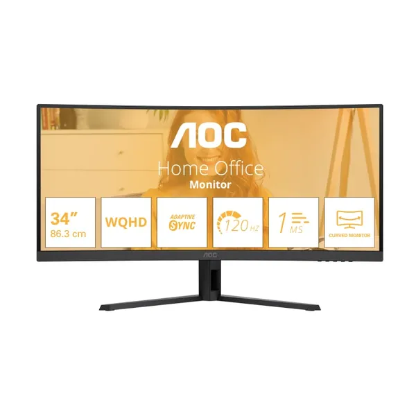 Monitor Gaming AOC CU34B3E 34 Inch Curbat 3440x1440 Negru