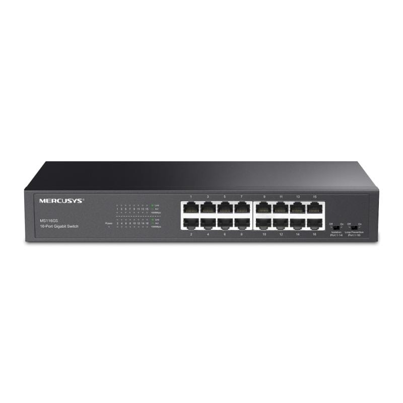 Switch MERCUSYS MS116GS 16 Porturi Gigabit Rackmount Negru