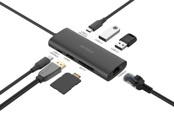 Hub USB A4TECH DST-80C 8-in-1 USB-C HDMI Gri - imagine 2