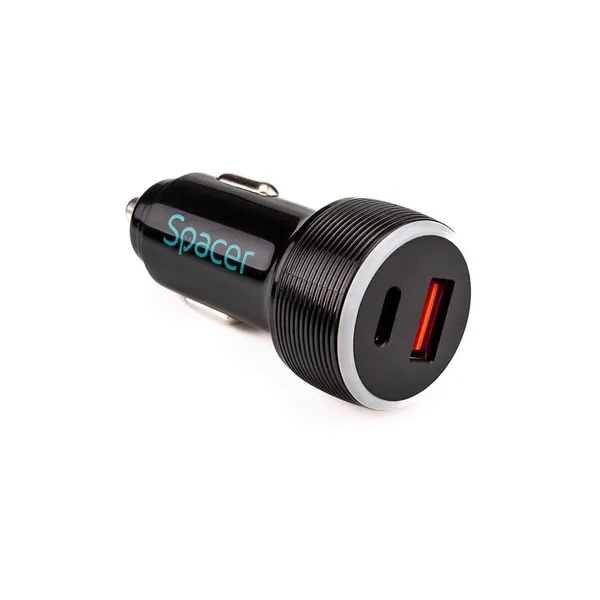 Alimentator Auto SPACER SPCC-DUOQ-01 Quick Charge Negru - imagine 3
