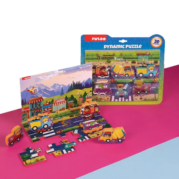 Puzzle PUEDO TOYS Masini și Semne de Circulație 17 Piese Spumă EVA - imagine 5