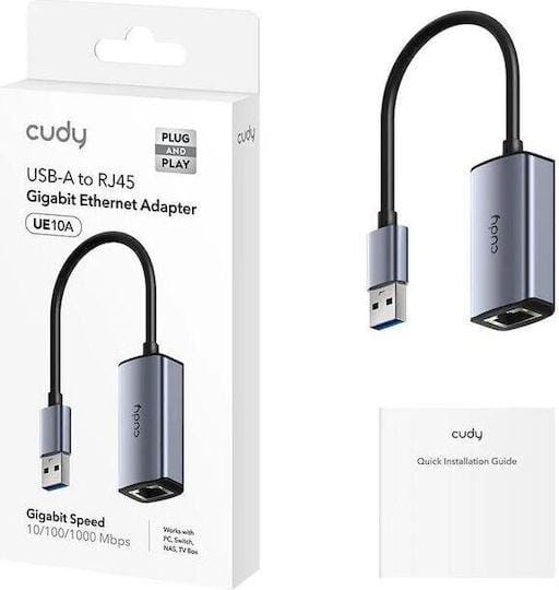 Hub USB CUDY UE10A USB-A RJ-45 Gigabit Ethernet Argintiu