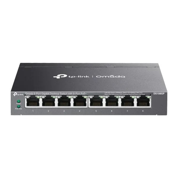 Switch TP-LINK Omada DS108GP 8 Porturi Gigabit PoE+ 65W - imagine 1