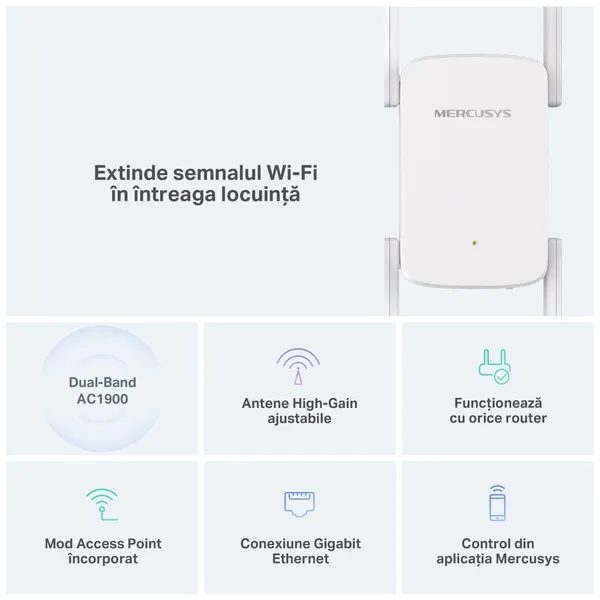 Range Extender MERCUSYS ME50G AC1900 Dual-Band - imagine 3