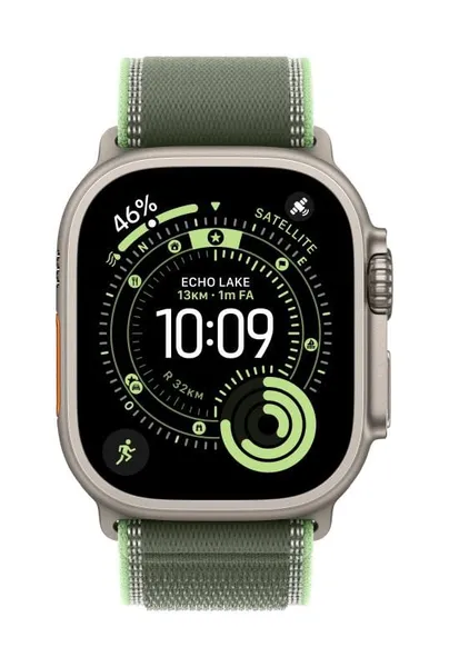 Curea APPLE Trail Loop Apple Watch 49mm Green/Neon S/M Titanium MFT44ZM/A