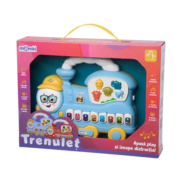 Jucărie Trenuleț MOMKI Cu Lumini și Sunete Albastru - imagine 3
