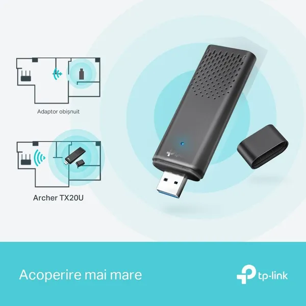 Adaptor USB Wireless TP-LINK Archer TX20U AX1800 WiFi 6 - imagine 3
