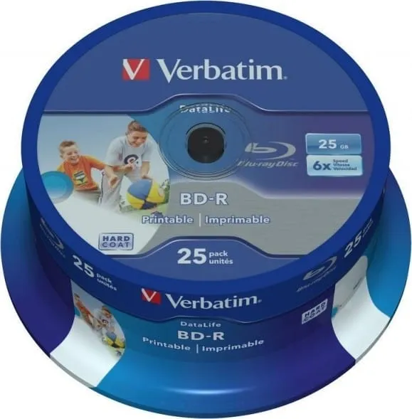 Discuri BD-R VERBATIM 25GB 6x Printabil 25 bucăți 43811