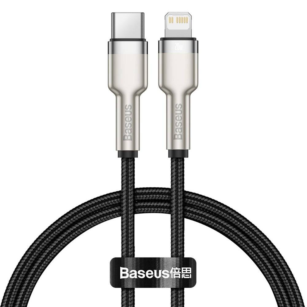 Cablu BASEUS Cafule Metal Lightning USB-C 0.25m Negru CATLJK-01