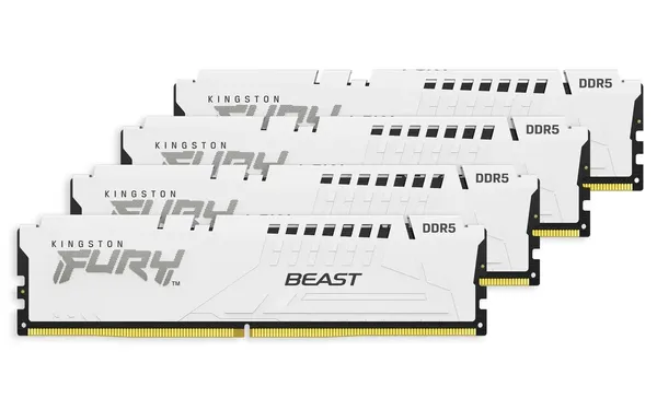 Memorie RAM KINGSTON FURY Beast 64GB DDR5 6000MHz CL40 Kit 4x16GB Alb