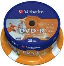 DVD-R VERBATIM 43538 4.7GB 16x 25 bucăți Wide Inkjet Printable