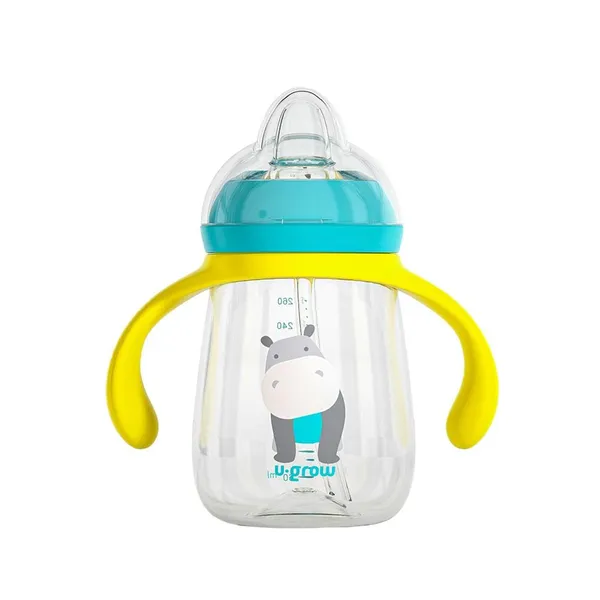 Cană U-GROW 3 în 1 260ml Tritan Albastru cu Tetină, Cioc și Pai - imagine 4
