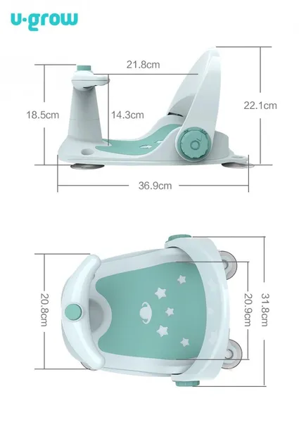Scaun de baie U-GROW cu Ghidon și Spătar Reglabil Verde - imagine 5