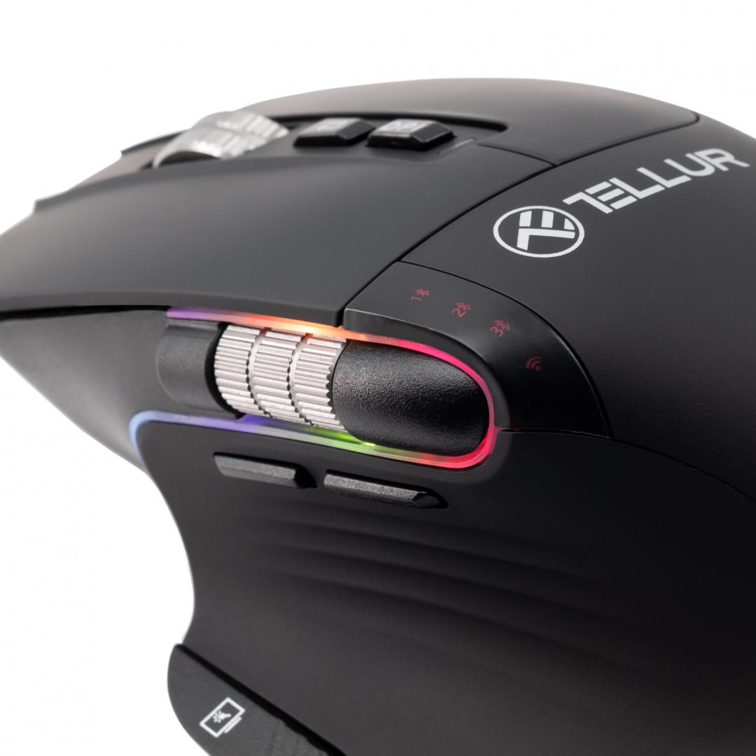 Mouse TELLUR Shade Wireless 3200 DPI Silent Click RGB Negru - imagine 5