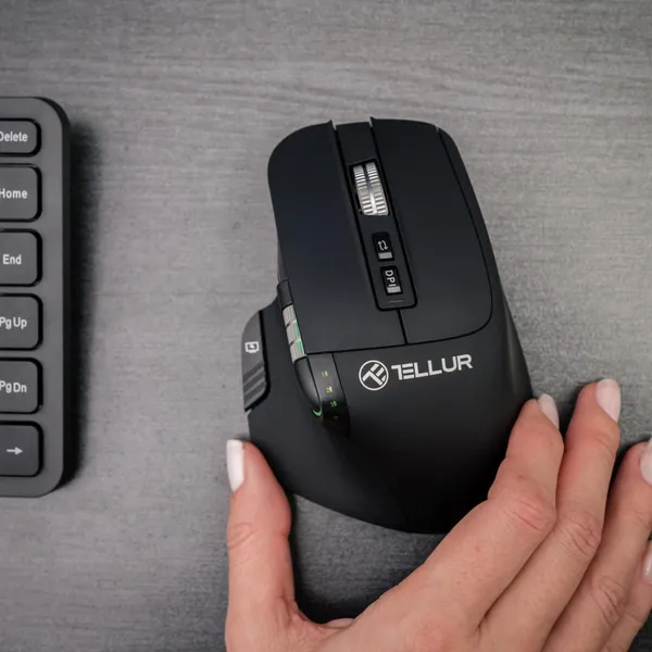 Mouse TELLUR Shade Wireless 3200 DPI Silent Click RGB Negru - imagine 9