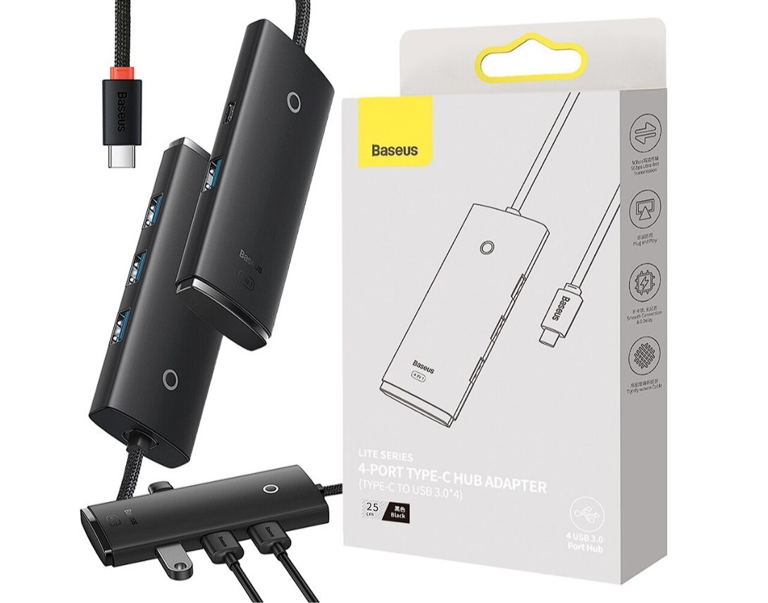 Hub USB BASEUS Lite WKQX030301 4xUSB 3.0 Negru - imagine 4