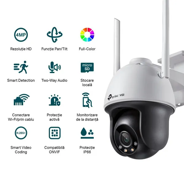 Cameră de supraveghere TP-LINK VIGI C540-W 4MP Pan/Tilt Wi-Fi Exterior - imagine 2