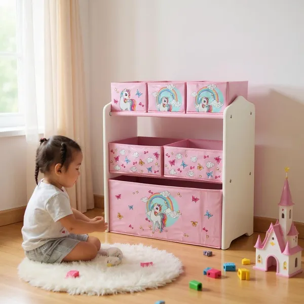 Dulap Depozitare Jucări U-GROW Unicorns 6 Cutii - imagine 3