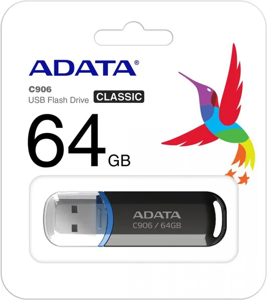 Memorie USB ADATA C906 64GB USB 2.0 Negru AC906-64G-RBK - imagine 2