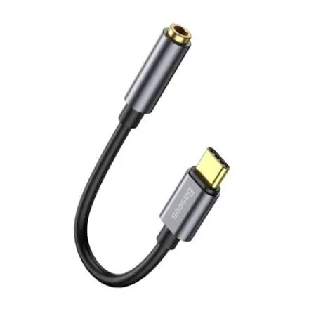 Cablu Adaptor BASEUS CATL54-0G USB Type-C Jack 3.5 mm 12 cm Gri - imagine 2
