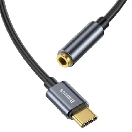 Cablu Adaptor BASEUS CATL54-0G USB Type-C Jack 3.5 mm 12 cm Gri - imagine 5