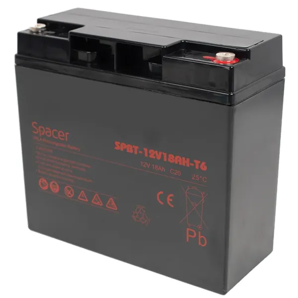 Acumulator UPS SPACER 12V 18Ah Negru SPBT-12V18AH-T6