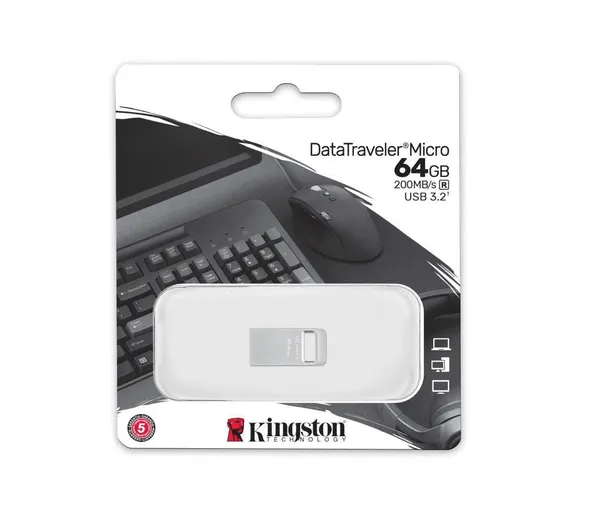 Memorie USB KINGSTON DataTraveler Micro 64GB USB 3.2 Gen1 Metalic - imagine 3