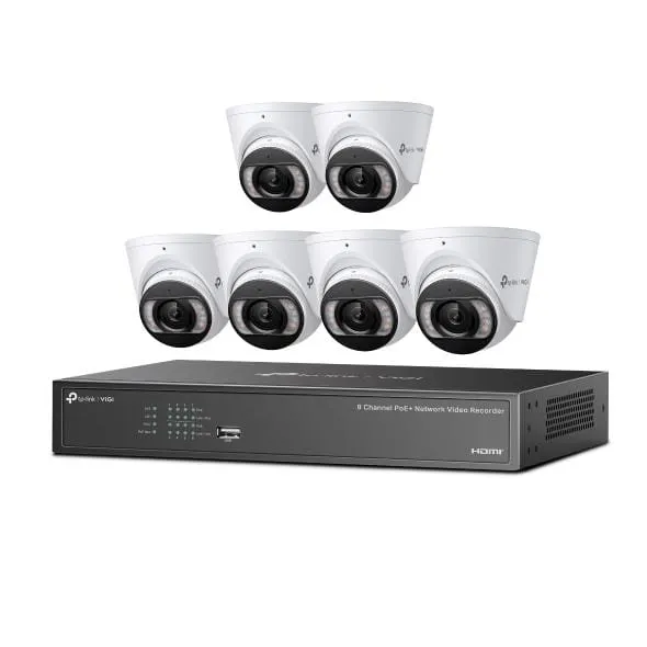 Kit Supraveghere TP-LINK VIGI NK8MP-T6425-2T, 6 Camere 4MP Full-Color, NVR 8 Canale PoE+