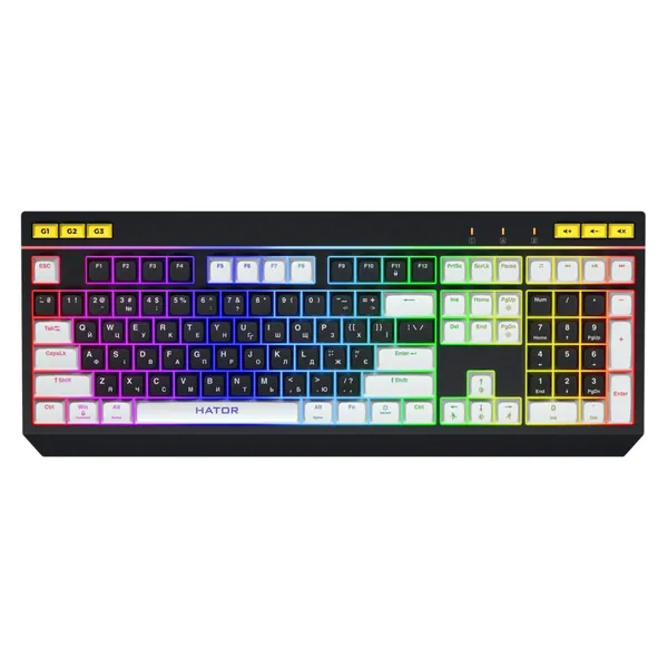 Tastatură Mecanică HATOR Icefall USB 1000Hz RGB Negru-Alb