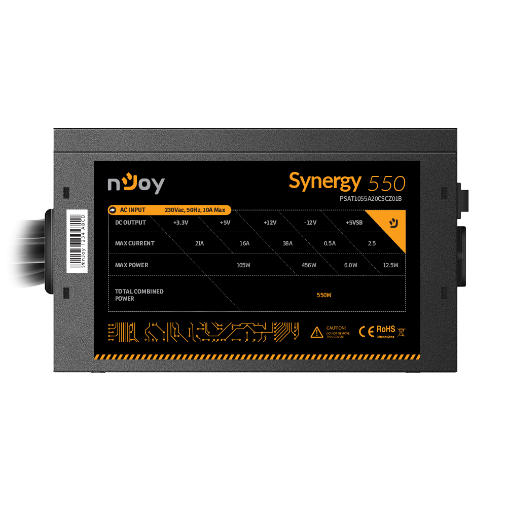 Sursă PC NJOY Synergy 550 ATX 550W 80+ White Active PFC - imagine 2