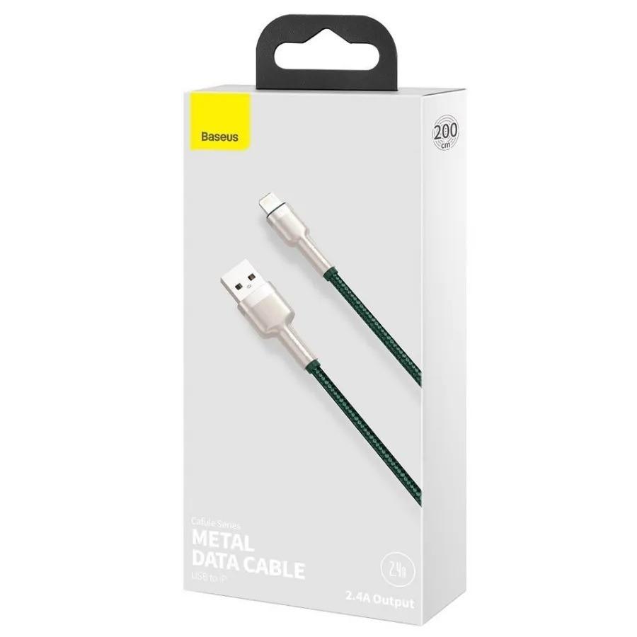 Cablu BASEUS Cafule Metal USB-Lightning 2m Verde CALJK-B06 - imagine 3