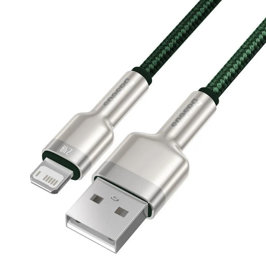 Cablu BASEUS Cafule Metal USB-Lightning 2m Verde CALJK-B06 - imagine 2