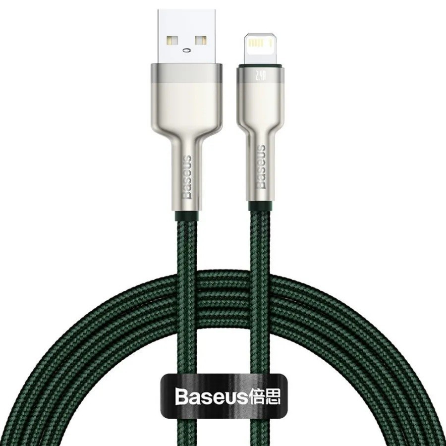 Cablu BASEUS Cafule Metal USB-Lightning 2m Verde CALJK-B06