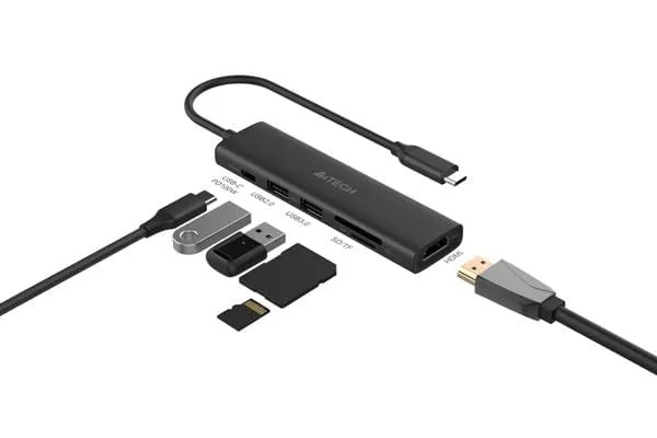 Docking Station A4TECH DST-60C Universal 6-in-1 HDMI 4K Gri - imagine 2