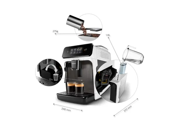 Espressor Cafea PHILIPS EP1223/00 Seria 1200 Alb - imagine 3