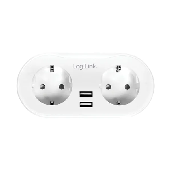 Priză inteligentă LOGILINK SH0102 Schuko x 2 USB x 2 Alb