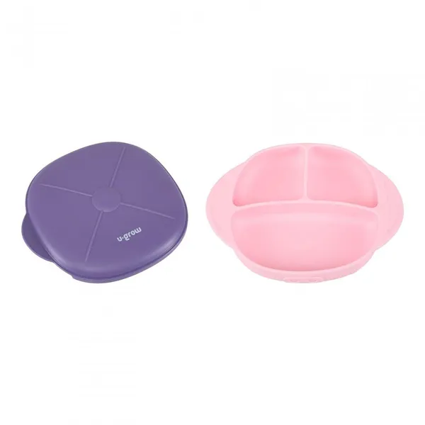 Farfurie U-GROW UG-239PP cu Capac Silicon, Mov, 19x24x6 cm - imagine 3