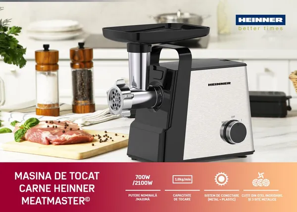 Mașină de tocat HEINNER MeatMaster HMG-2100SS3 2100W Inox