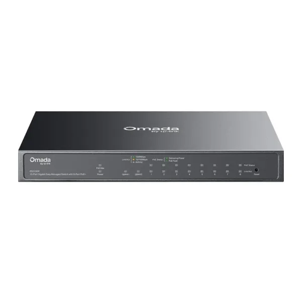 Switch TP-LINK Omada ES210GP 10-Port Gigabit Easy Managed 8-Port PoE+ Negru