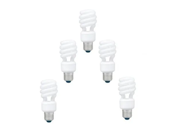 Set 5 becuri Fluorescent PANASONIC EFD11E27HD3E-5 11W E27 Alb Cald Spirala