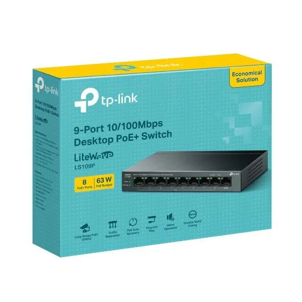 Switch TP-LINK LS109P 9 Porturi PoE Metal - imagine 3